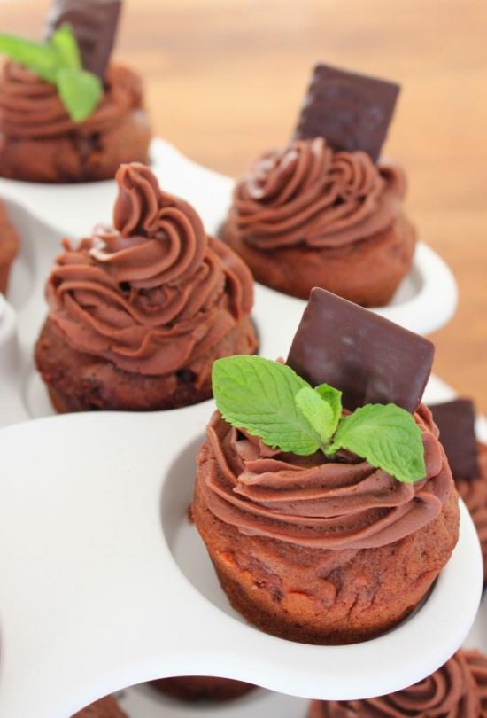 Schokoladen Pfefferminz Cupcakes